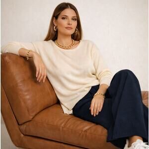 RAG & BONE 100% Wool Crewneck Sweater Pastel Yellow Cream Sz M $345 {N3}